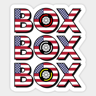 "Box Box Box" F1 Tyre Compound American Flag Design Sticker